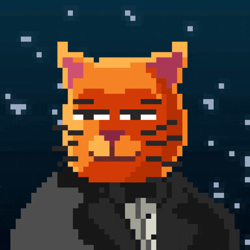 Pixel Cat Cheers with Wine