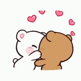 Cute Animated Bears Kissing - Love You