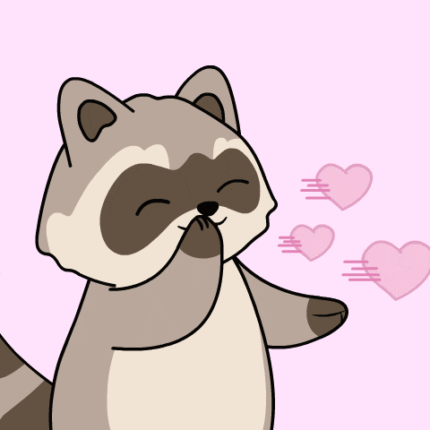 Cute Raccoon Blowing Flying Kisses