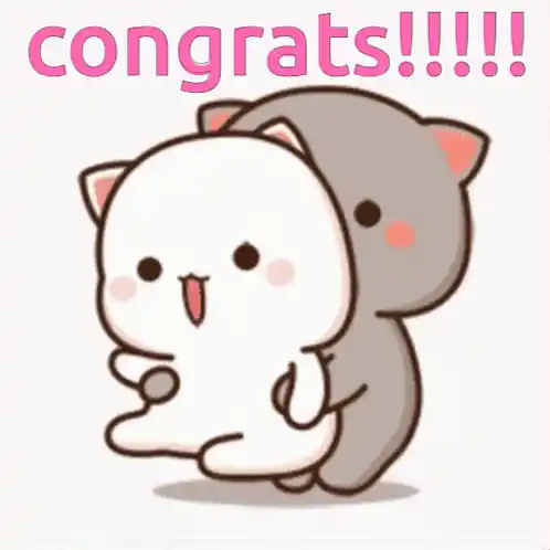 Mochi Peach Cat Hugging Congrats