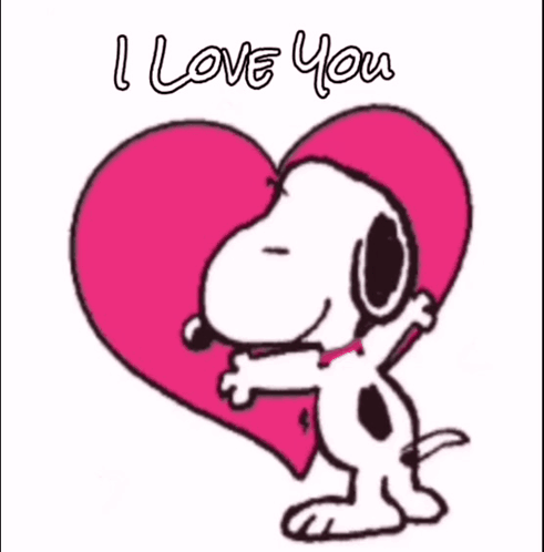 Snoopy I Love You Heart Hug – free GIF download