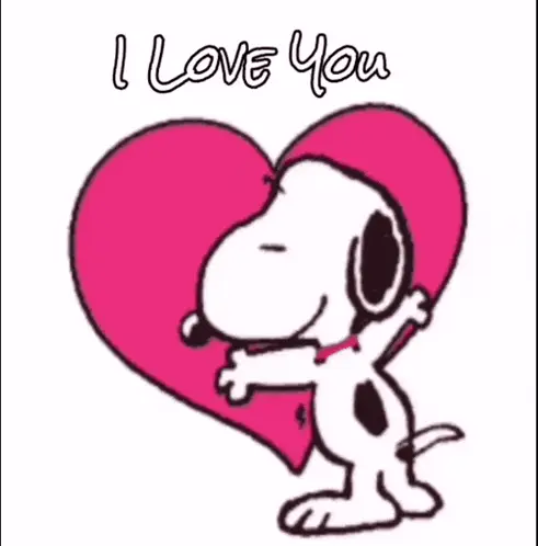Snoopy I Love You Heart Hug – free GIF download