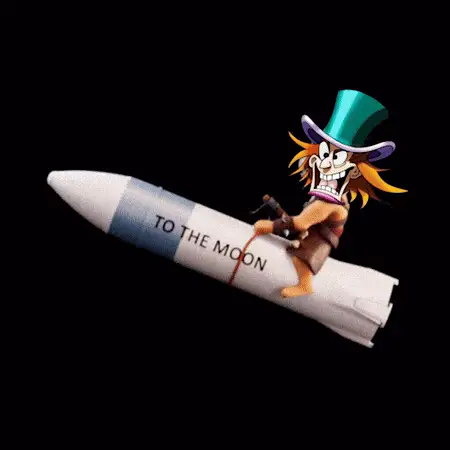 Niftymoon Niftyraven Rides Rocket to the Moon