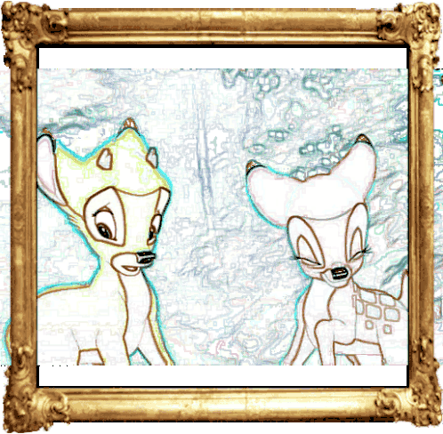 Animated Bambi Scenes in Golden Frame