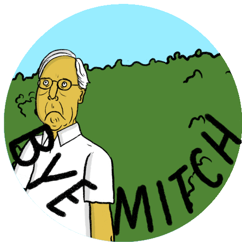 Mitch McConnell Bye Mitch Cartoon Sticker