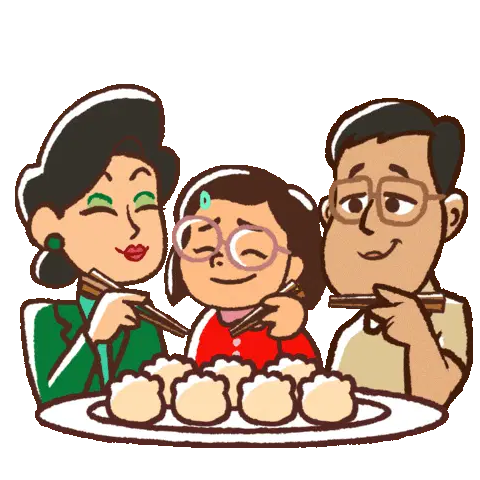 Turning Red Family Eating Dumplings