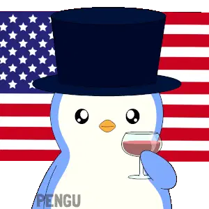 Penguin 4th of July USA America Sticker