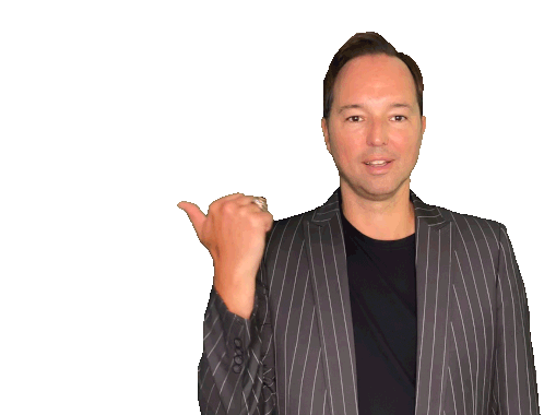 Modern Butler Points Left Smiling