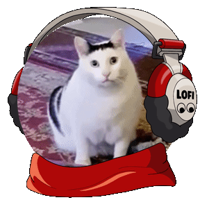 Huh Lofi Cat with Headphones Sticker