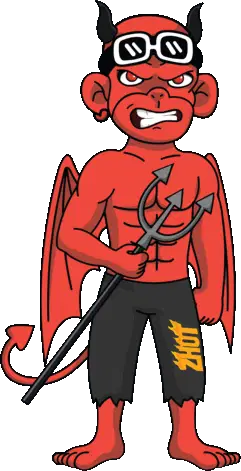 Diablo Devil with Trident and Sunglasses Sticker
