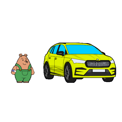 Bear & Yellow Car: Stay Curious Everyone Sticker