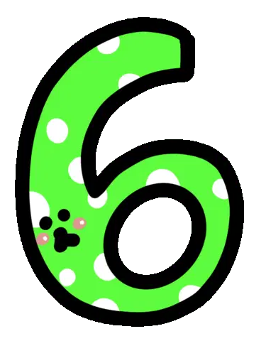 Playbear Green Polka Dot Number 6 Sticker
