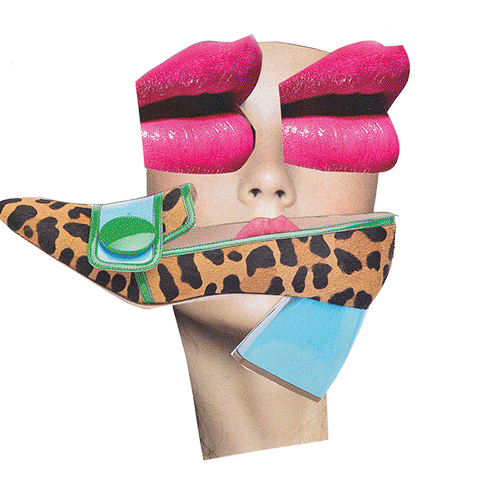 Disco Crazy Collage Face Art Sticker