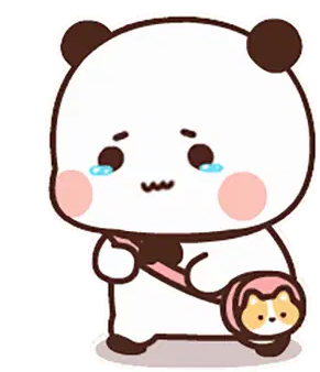 Bubu Dudu Crying Panda with Cat Purse Sticker
