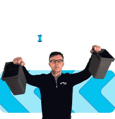 Man Sorting Trash for Recycle Power Reaction