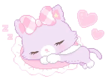 Cute Pixel Sleeping Kitty with Bow Sticker