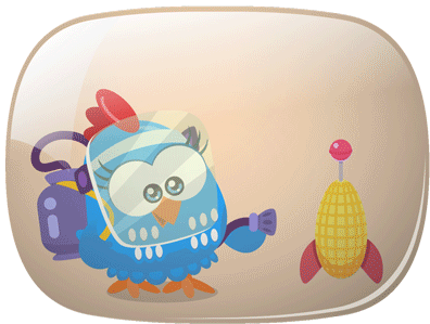 Cute Bird Astronaut Launches Corn Rocket