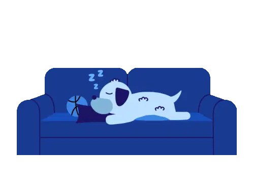 Good Night Sleepy Dog on Couch Sticker