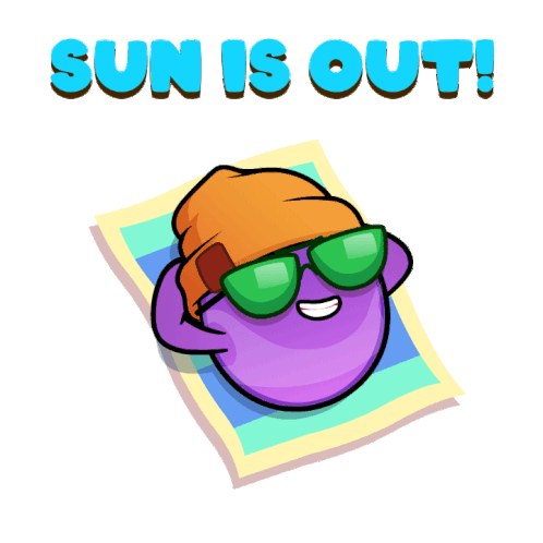 SUN IS OUT! Cartoon Character on Beach Towel